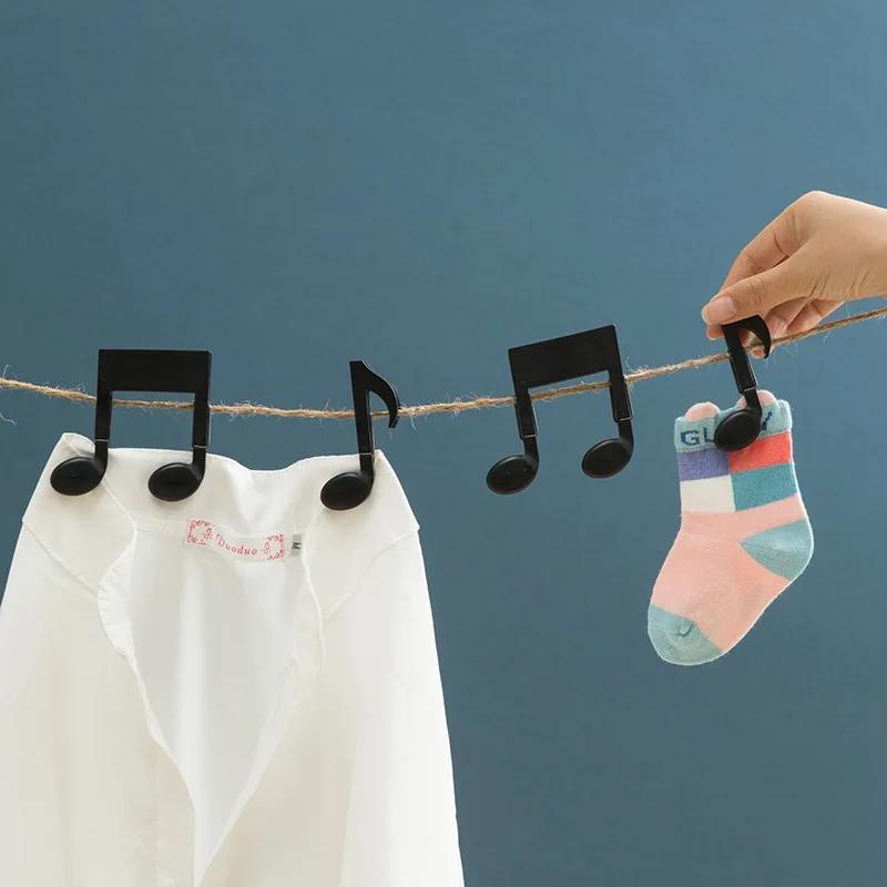 Baby Clothing Drying Rack - 2개입 음표 모양 빨래집게 검정 스프링