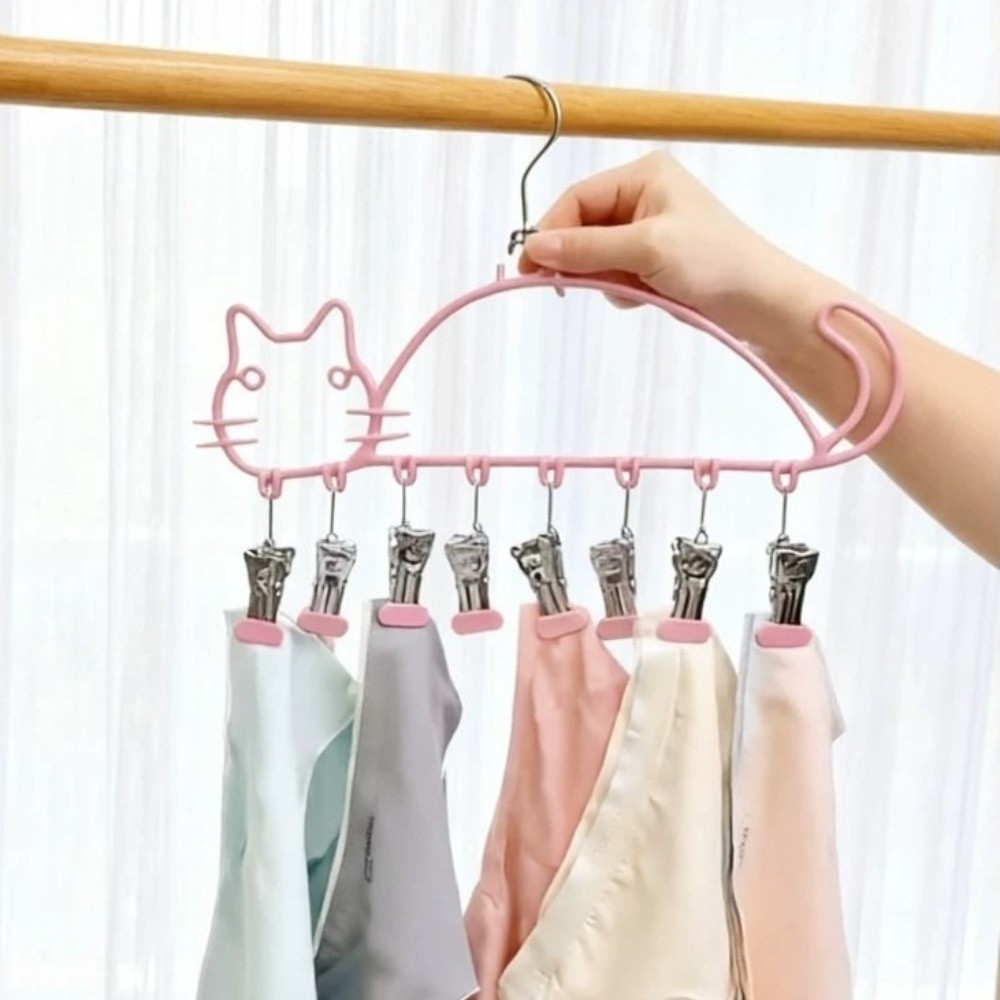 Baby Clothing Drying Rack - 고양이 모양 양말 건조대 방수 8개