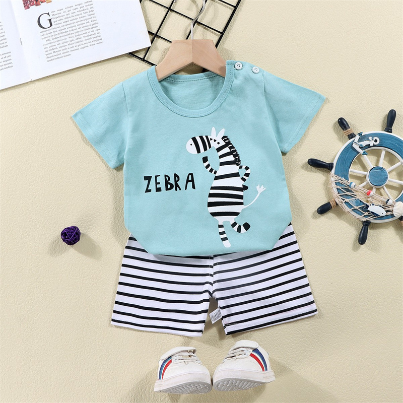코튼 티셔츠 + 반바지 2 피스 운동복 세트 어린이 만 - Baby Clothing Deals 리뷰 및 가격