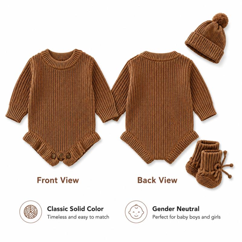 맞춤형 아기 니트 롬퍼, 이름 자수, 카키색 따뜻한 긴 - Baby Clothing Name 리뷰 및 가격